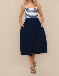 Haptics - Striped Fit And Flare Sleeveless Midi Dress