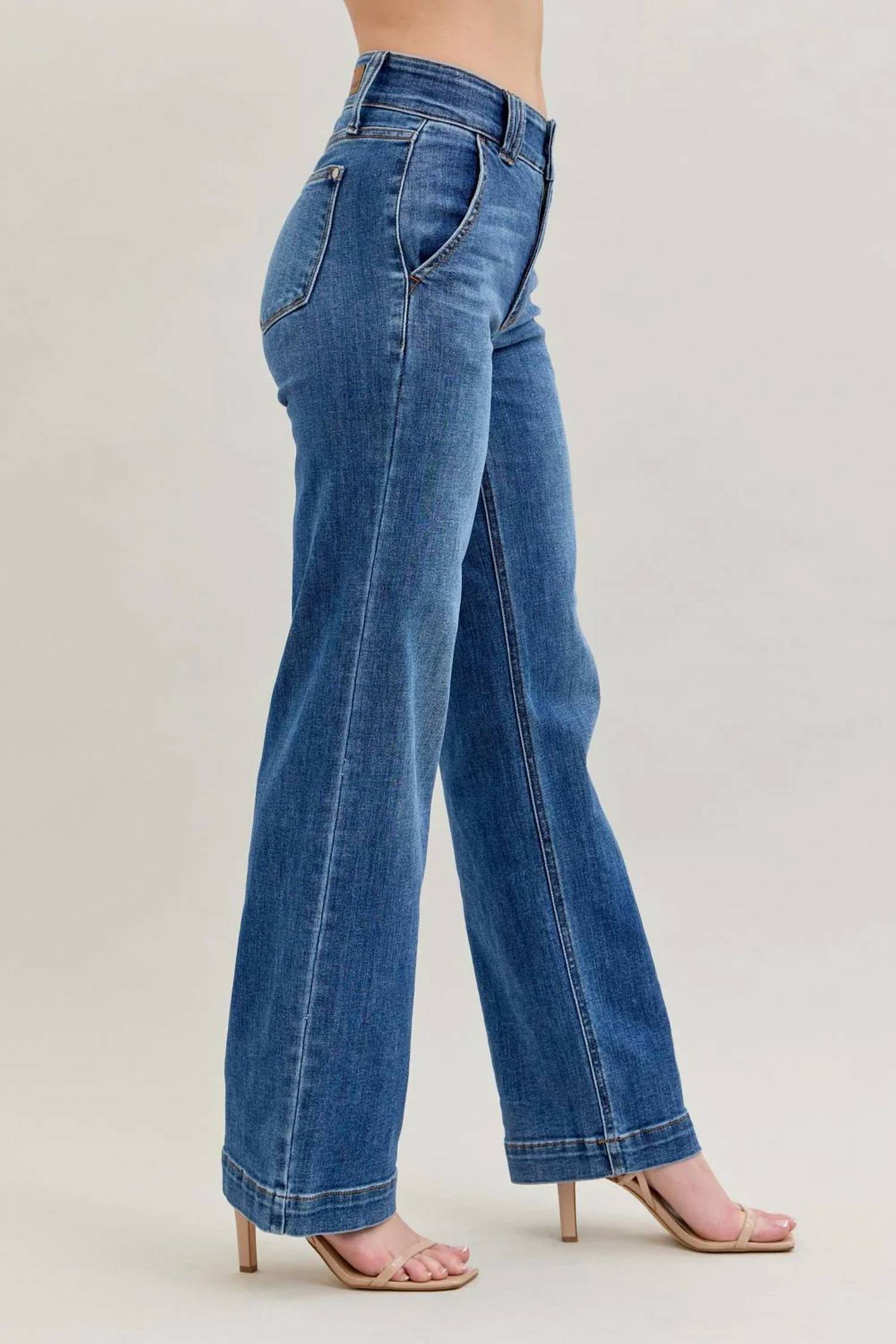 Judy Blue - High Waist Double Button Wide Leg Jeans