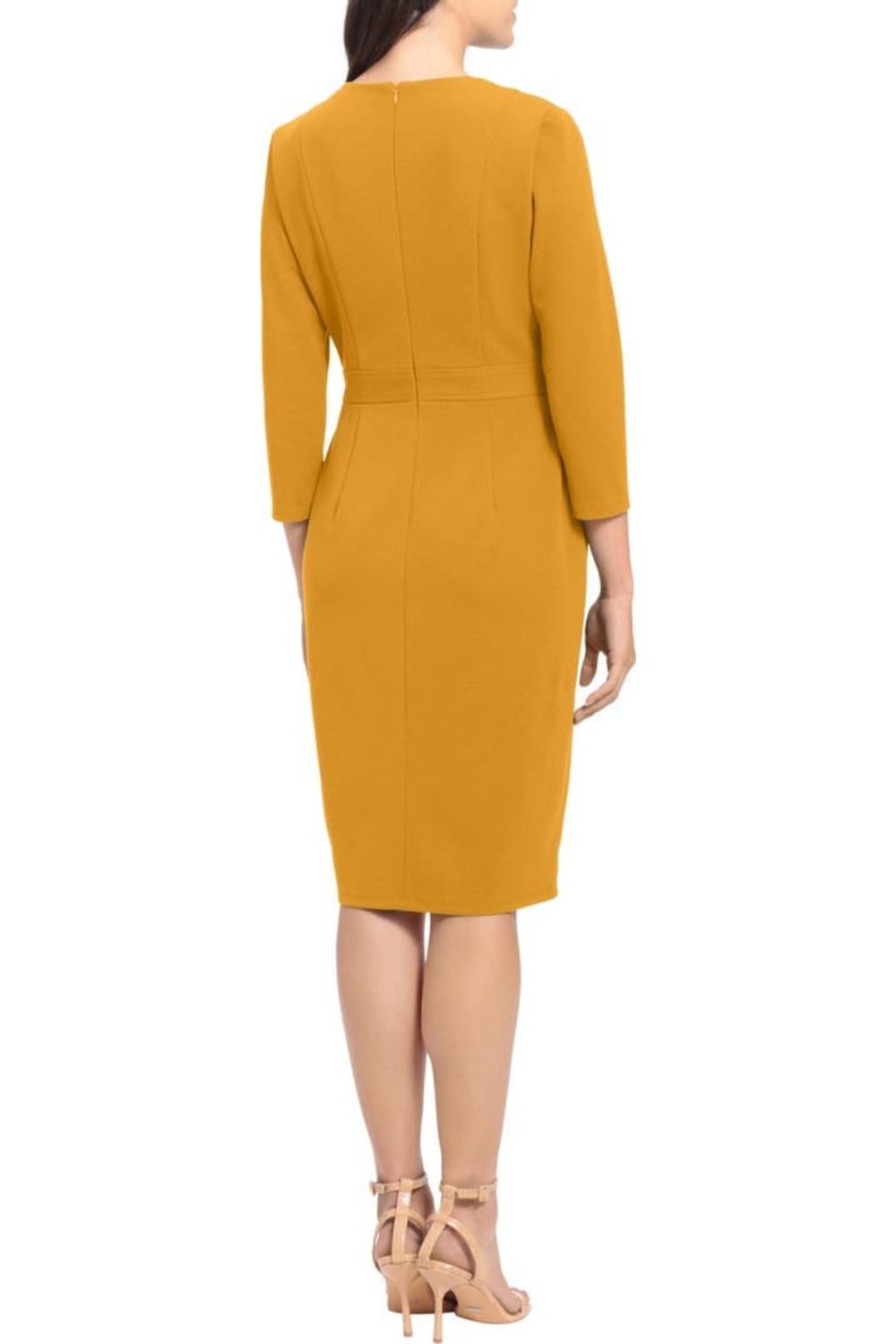 London Times - Quarter Sleeve Button Waist Sheath Dress
