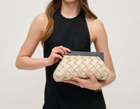 Urban Expressions - Jamie Woven Wooden Frame Clutch Bag