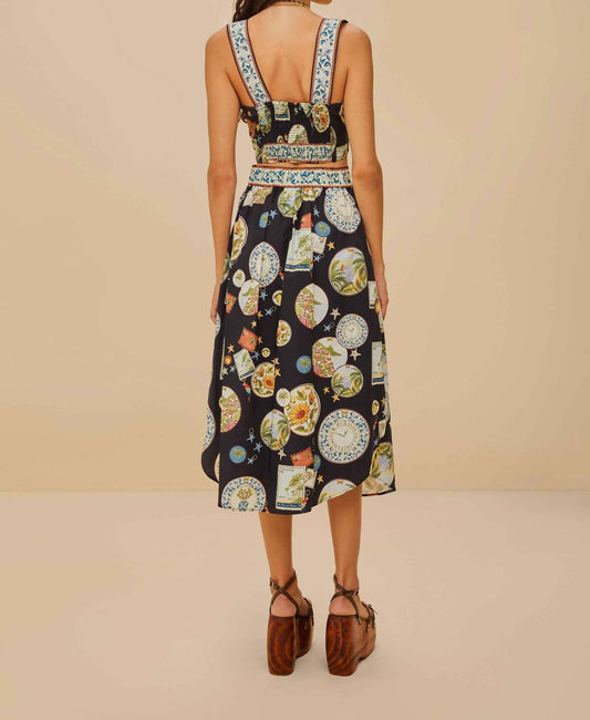 Farm Rio - Trip Souvenir Mixed Buttons Midi Skirt