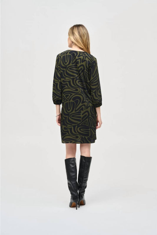 Joseph Ribkoff - Abstract Print Puff Sleeve Shift Dress