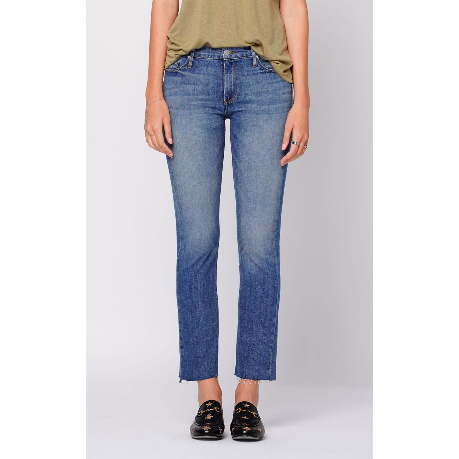 BLACK ORCHID Bardot Straight Fray Jean in medium blue - women's jeans