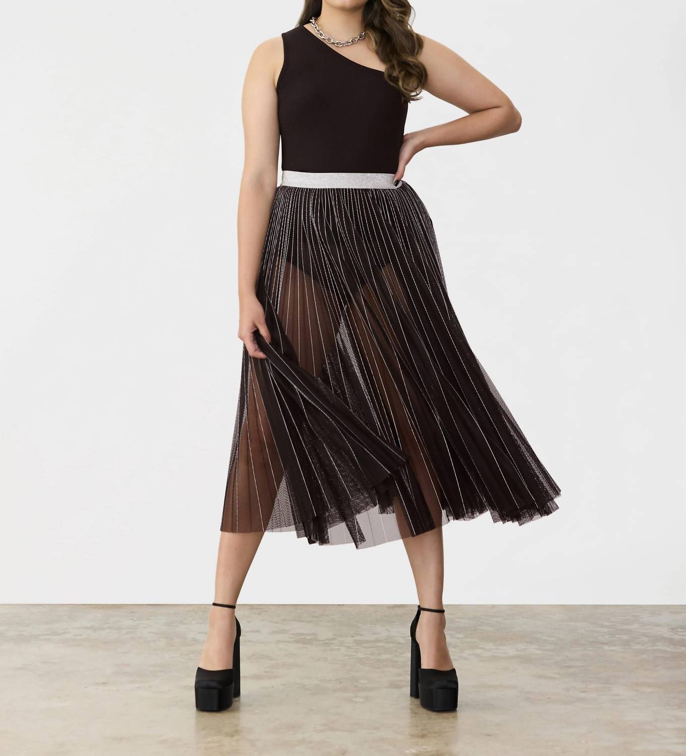 Gstq - Sunpleated Mesh Skirt