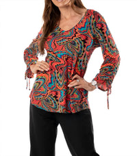 Pure Essence - V-neck Tie Sleeves Top