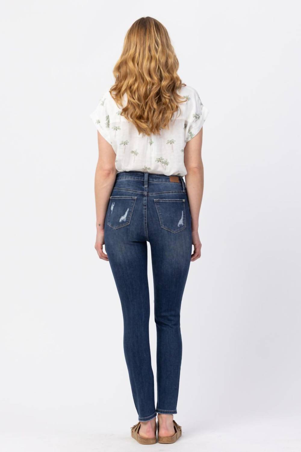 Judy Blue - High Rise Button Fly Cuffed Skinny Jeans