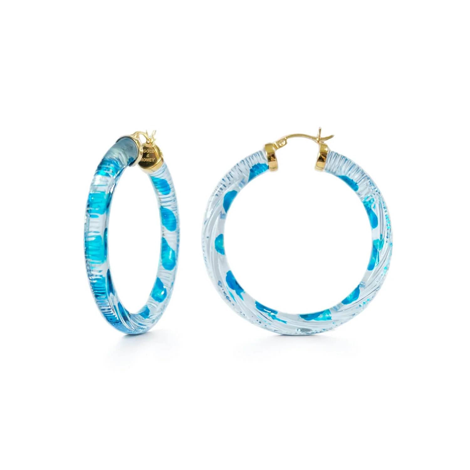 Gold & Honey - Women's Stripe Painted Instyle Lucite Hoop Earrings