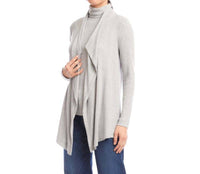 Karen Kane Long Sleeve Ribbed Drape Front Cardigan in heather gray - women's cardigan - alternate view