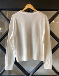 White + Warren - Organic Cotton Blend Rib Trim V-neck