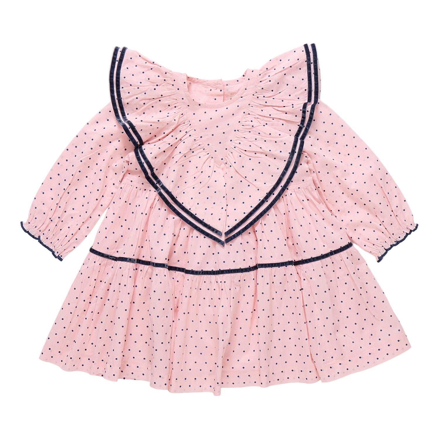 PINK CHICKEN Raphaela Dress in strawberry cream polka dot - kids' dress - alternate view