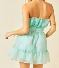 Day + Moon - Strapless Mini Dress With Ruffle Detail