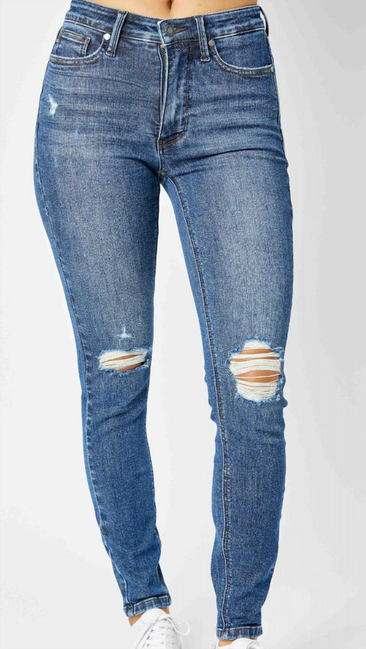 Judy Blue - Women's Tummy Control Destroy Skinny Jeans