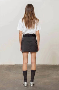 Moon River - Charcoal Stripe Mini Skirt