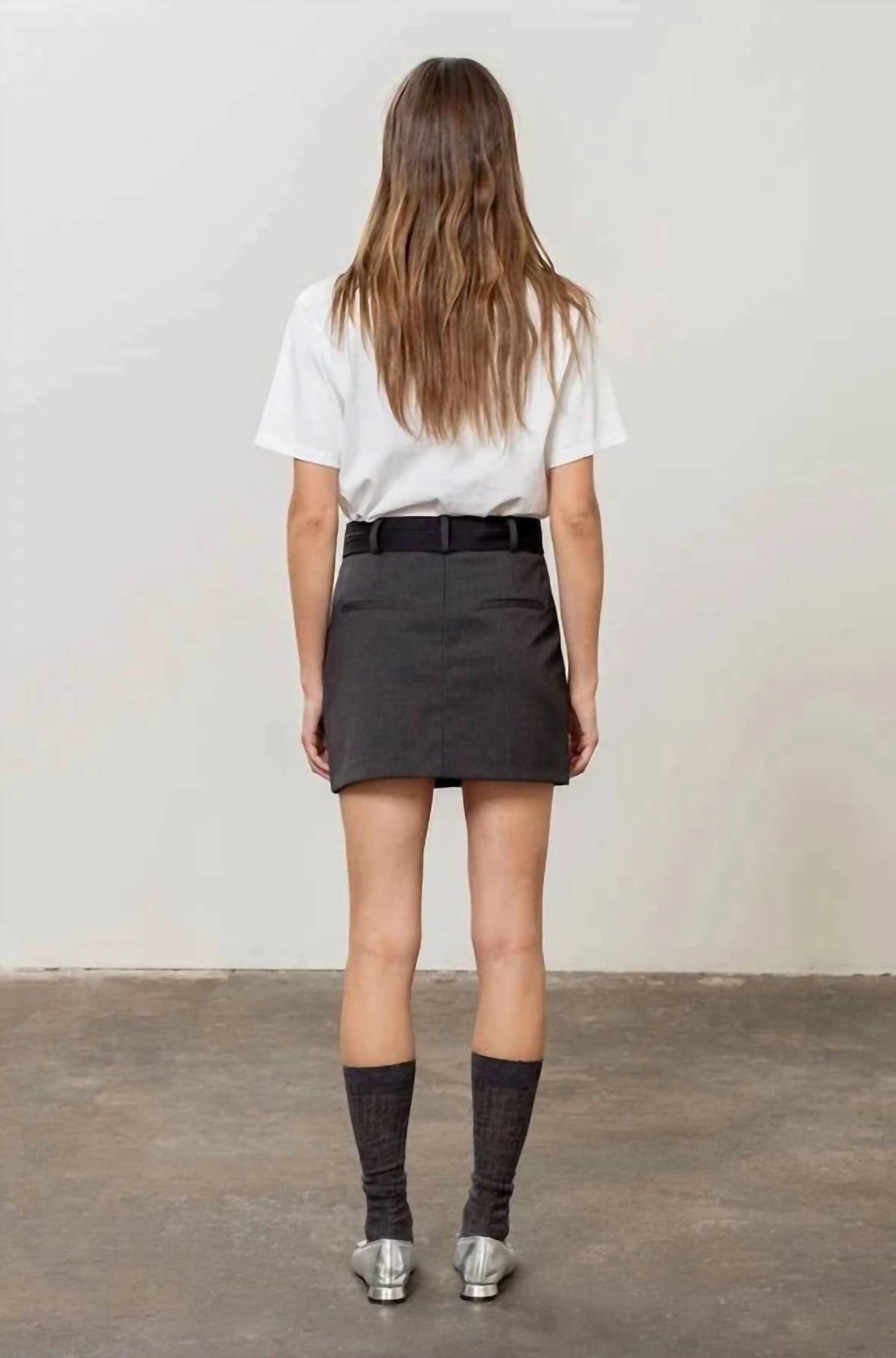 Moon River - Charcoal Stripe Mini Skirt