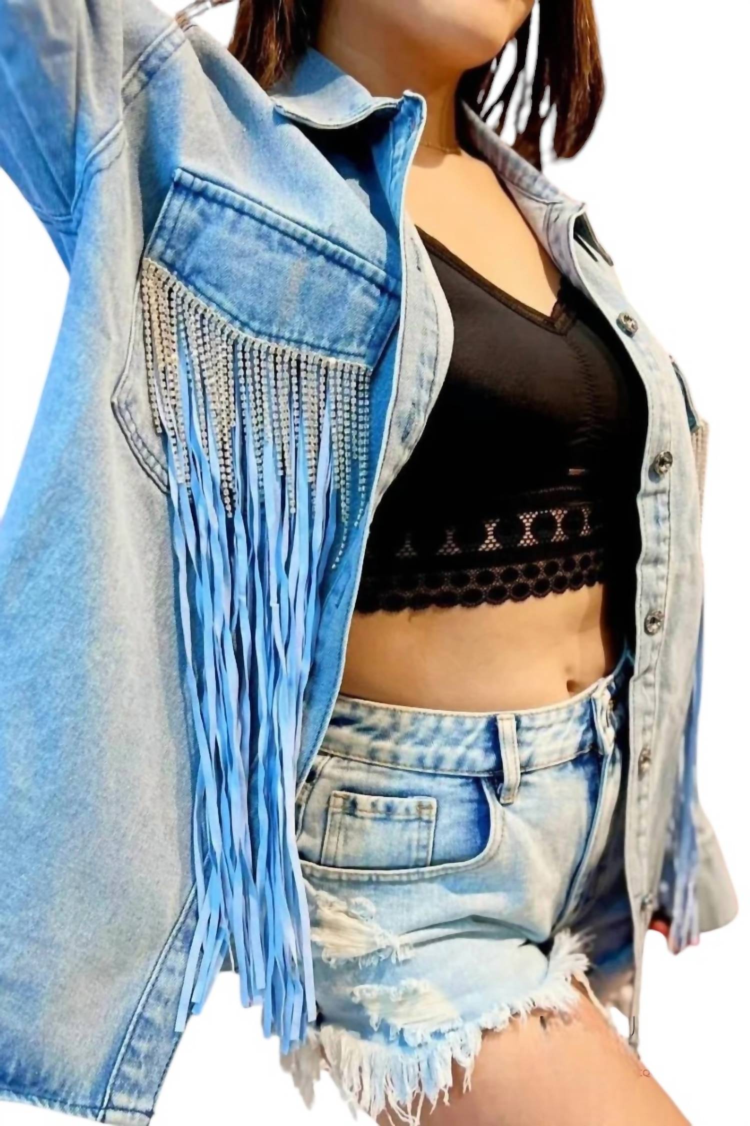 Jadyk - Tyra Double Fringe Denim Shacket