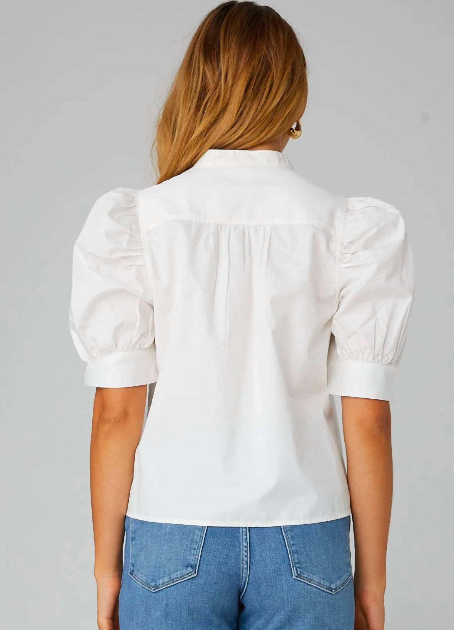 Js71 - Savannah Button Front Puff Sleeve Blouse