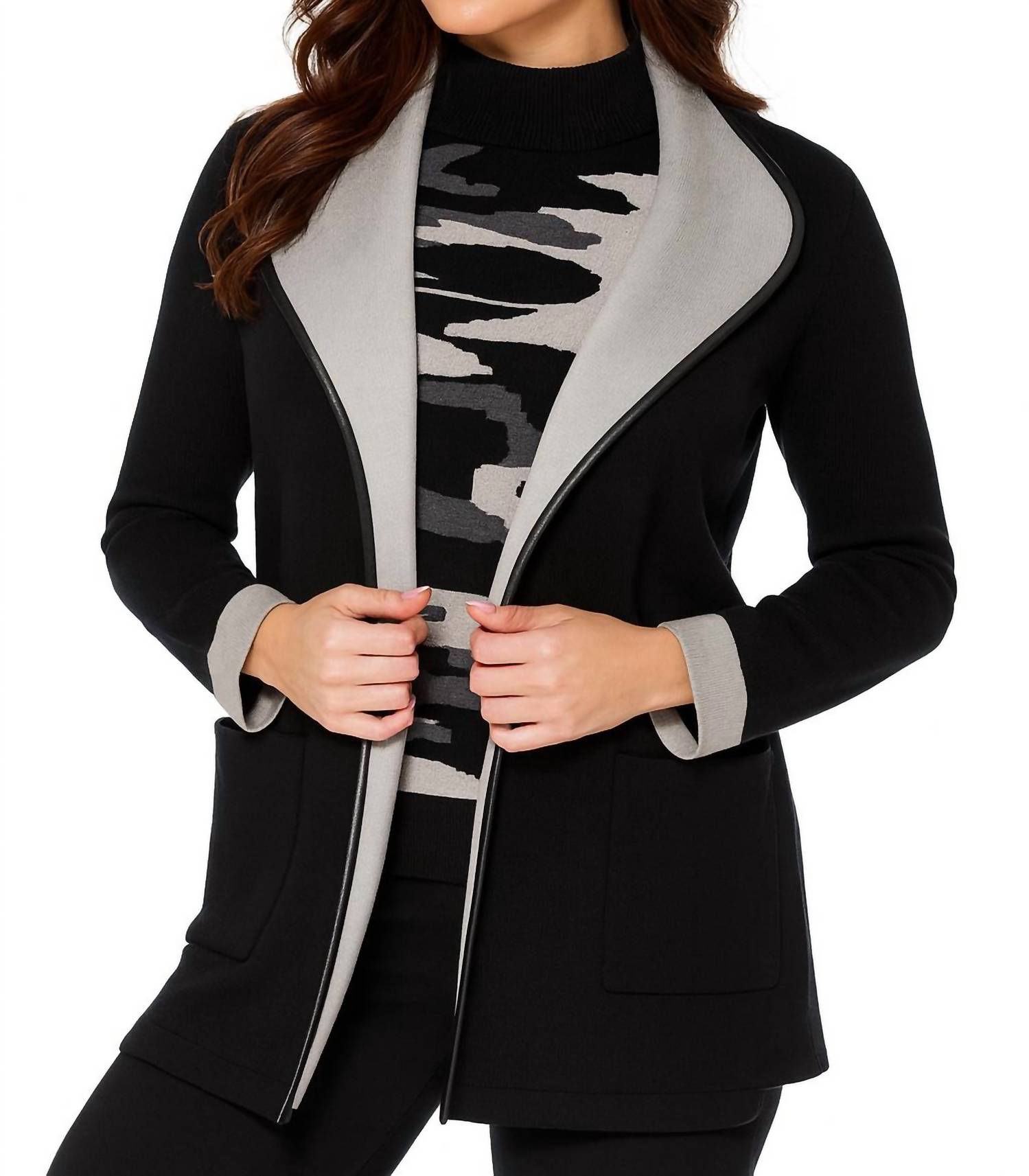 Angel Apparel - 2-toned Faux Leather Cardigan