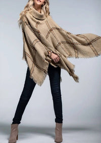 Ruggine - Windowpane Turtleneck Poncho