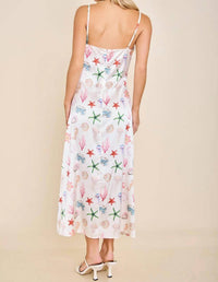 Main Strip - Capri Seashell Coastal Slip Midi Dress