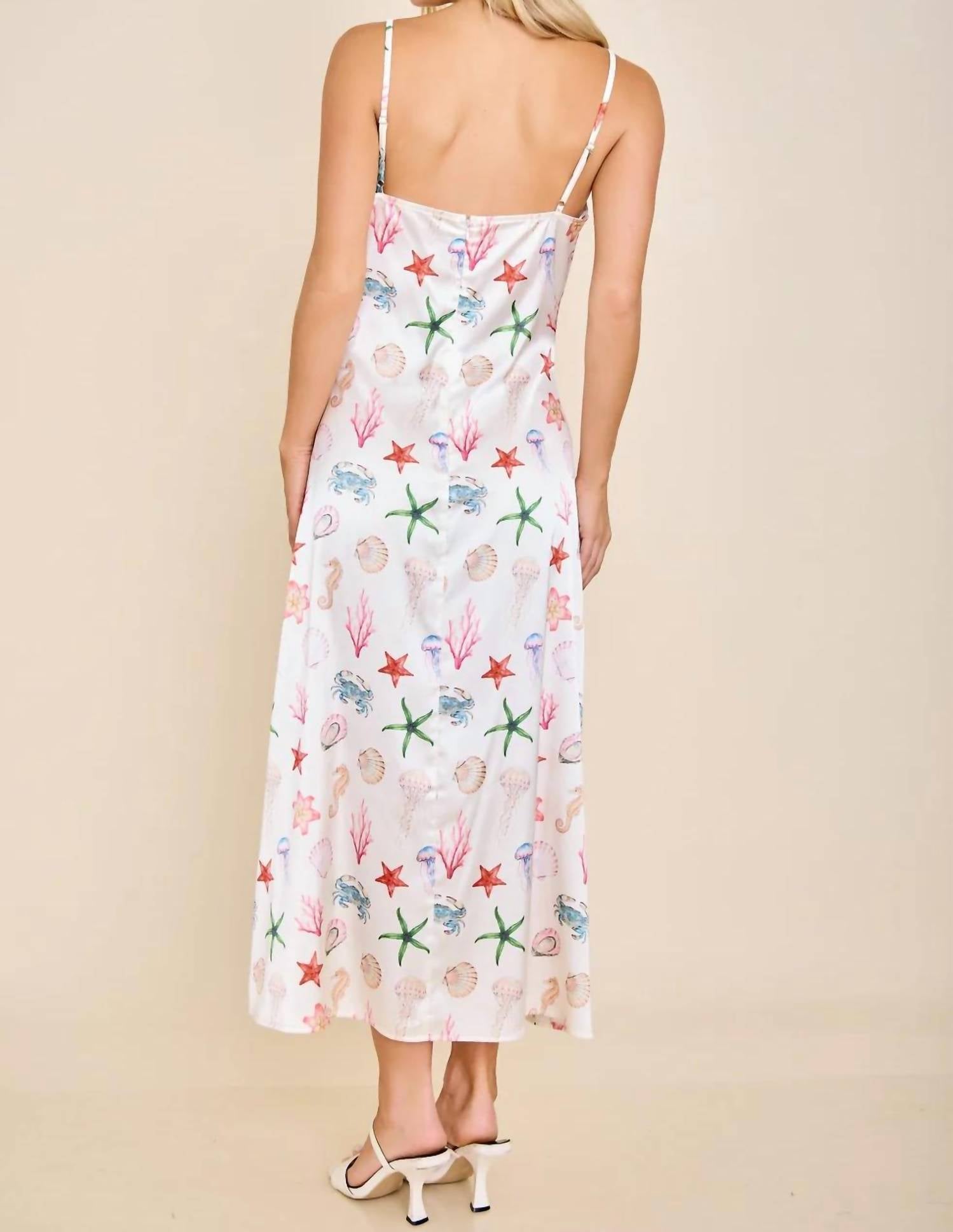 Main Strip - Capri Seashell Coastal Slip Midi Dress