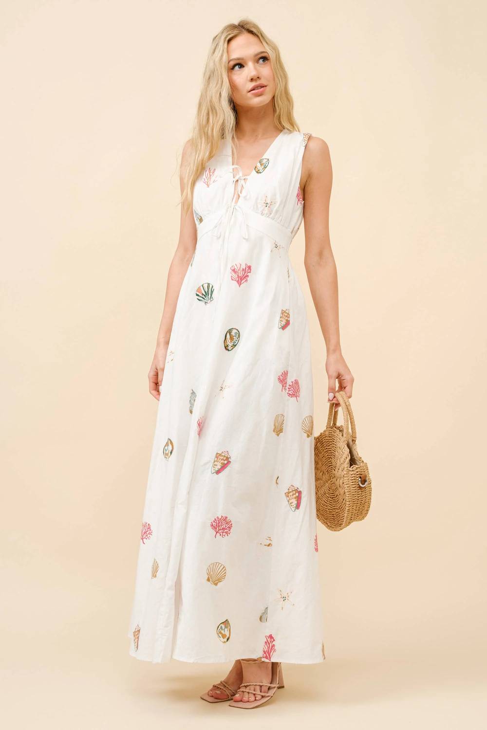 Blue B - Seaside Shell Embroidered Dress