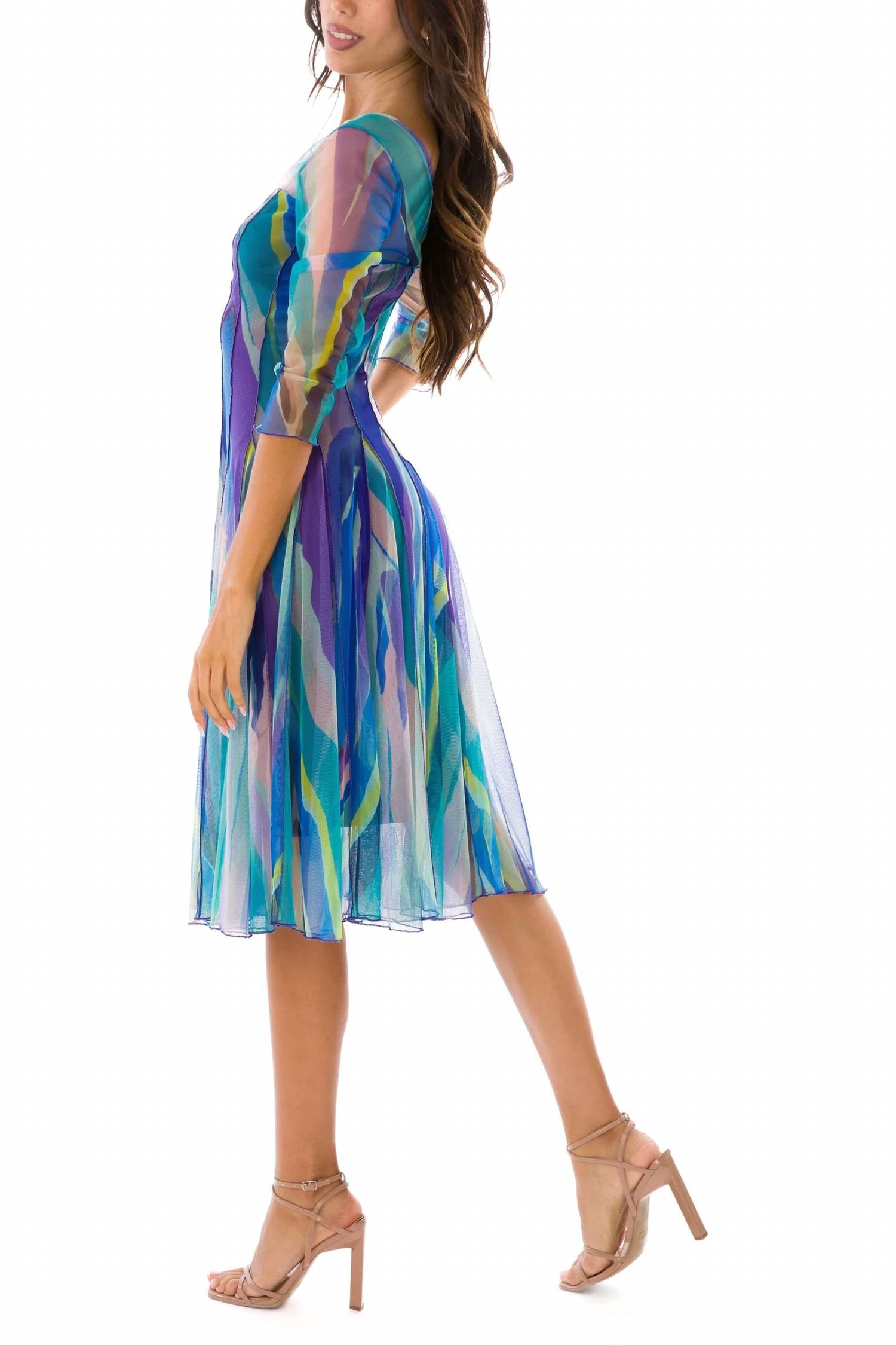 Elana Kattan - Paneled Print Slit Midi Dress