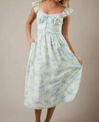 Le Lis - Short Flutter Sleeve Midi Dress With Floral Print