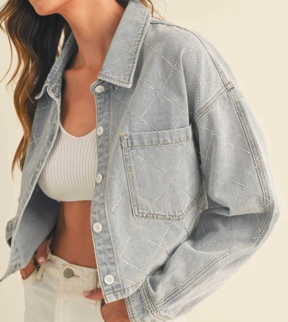Mable - Kandice Rhinestone Denim Jacket
