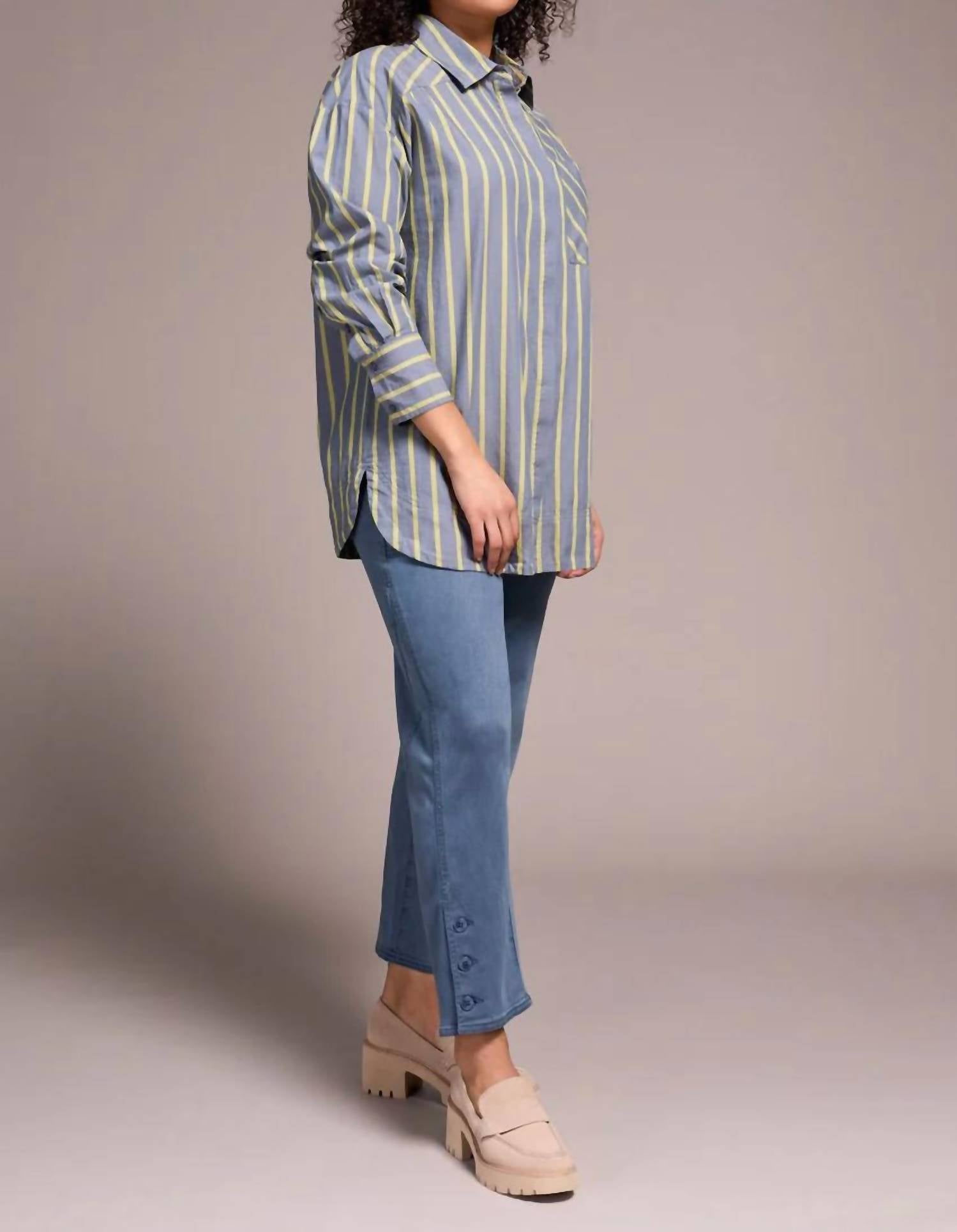 Tribal - Women's Stripe Button Front Dress Top