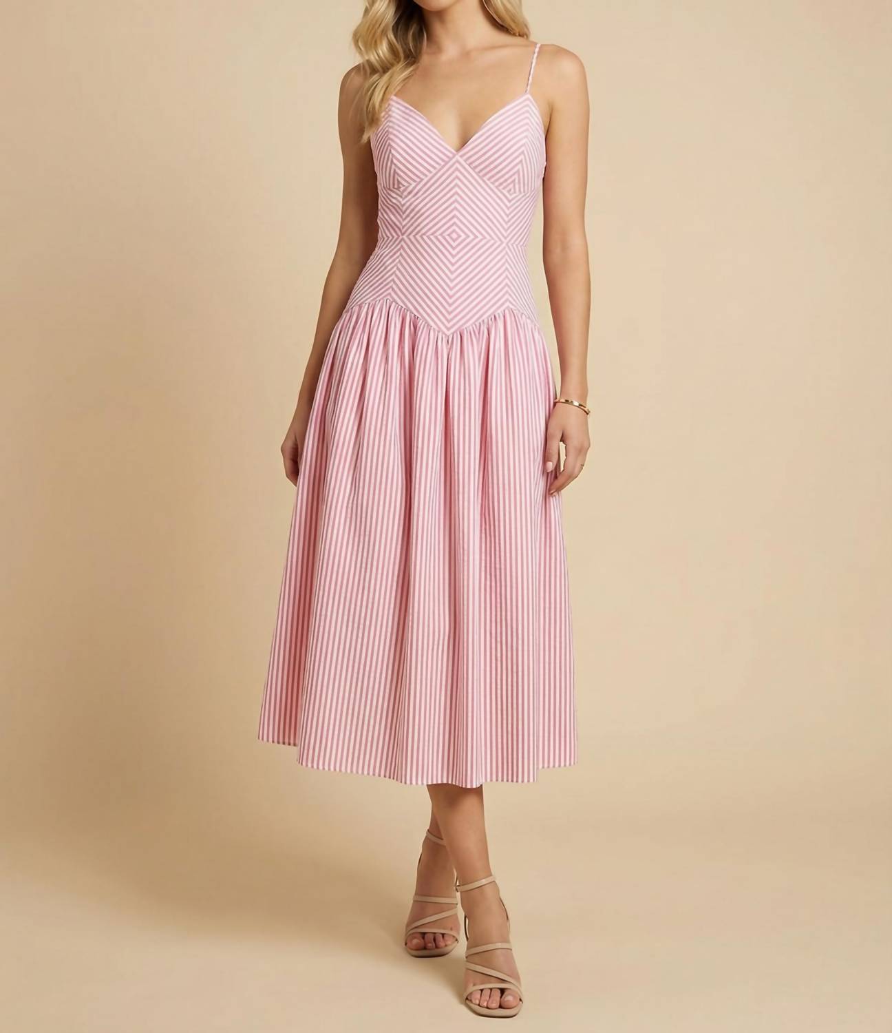 Heyson - V-neck Fit & Flare Midi Dress