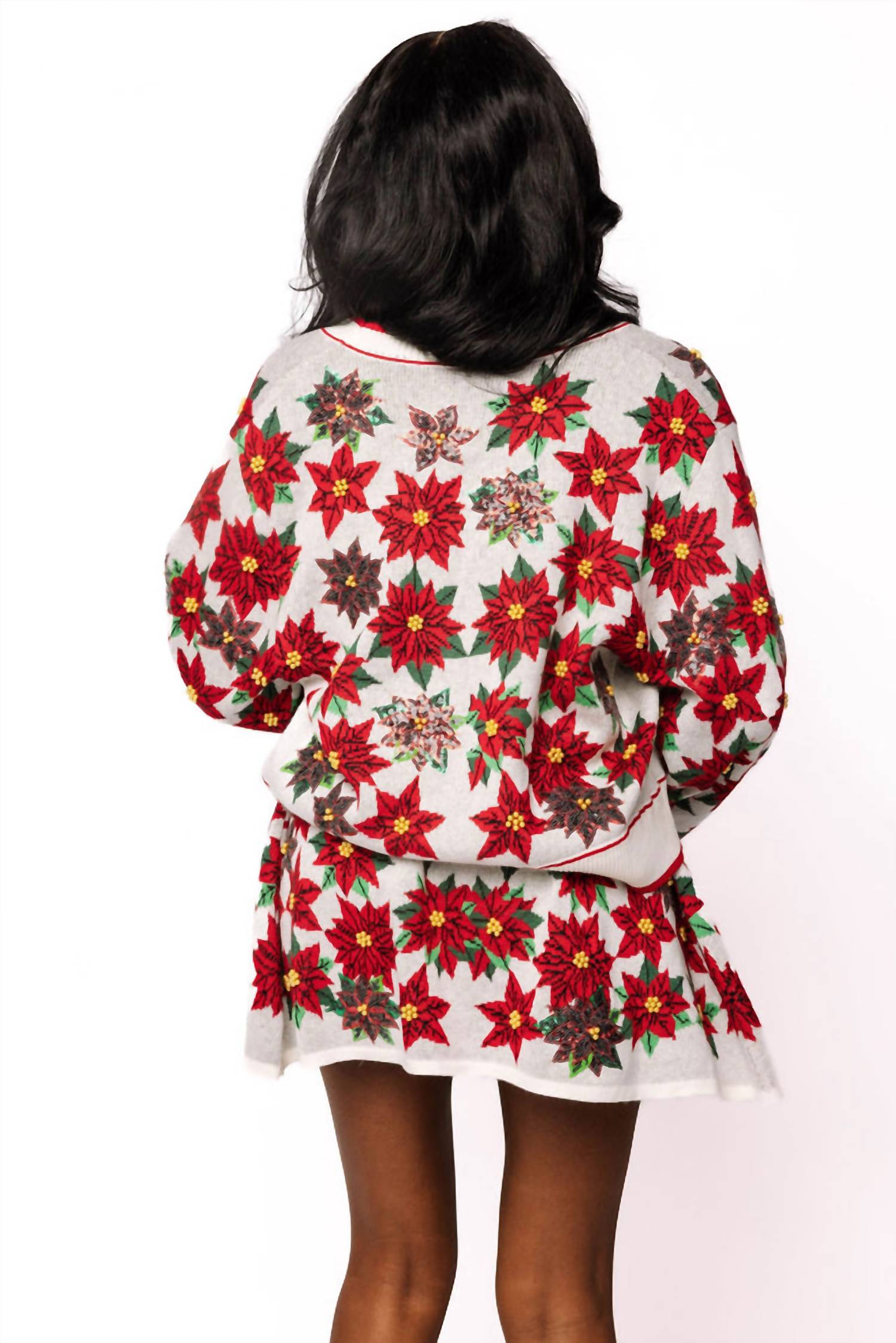 Queen Of Sparkles - Poinsettia Long Sleeve Cardigan
