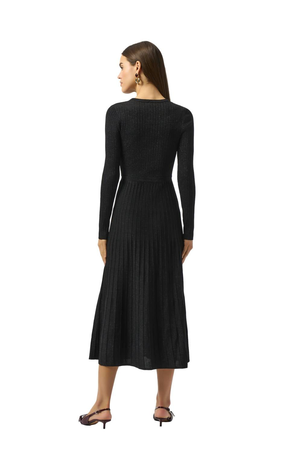 Joseph Ribkoff Elegant Pleated A-line Dress in black - women's dress - alternate view