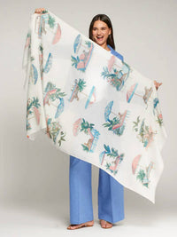 Vilagallo - Leopards And Umbrella Print Scarf