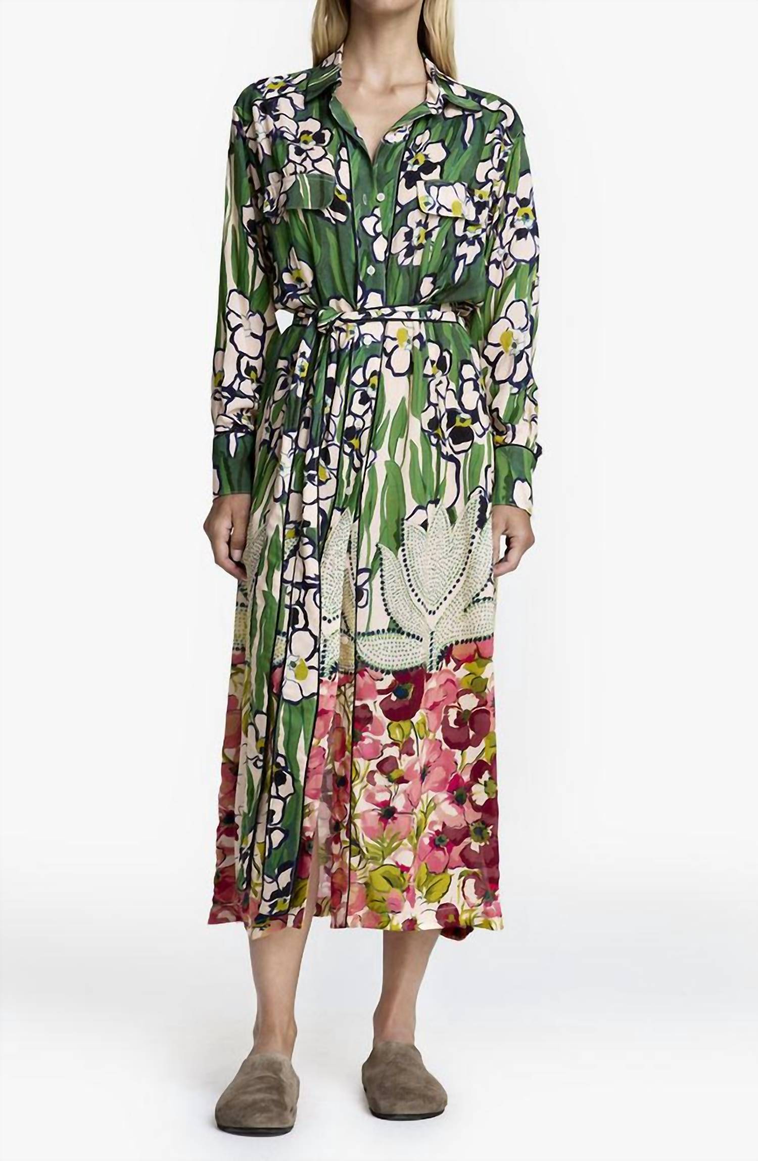 Smythe Tailored Shirt Dress in garden floral - women's dress