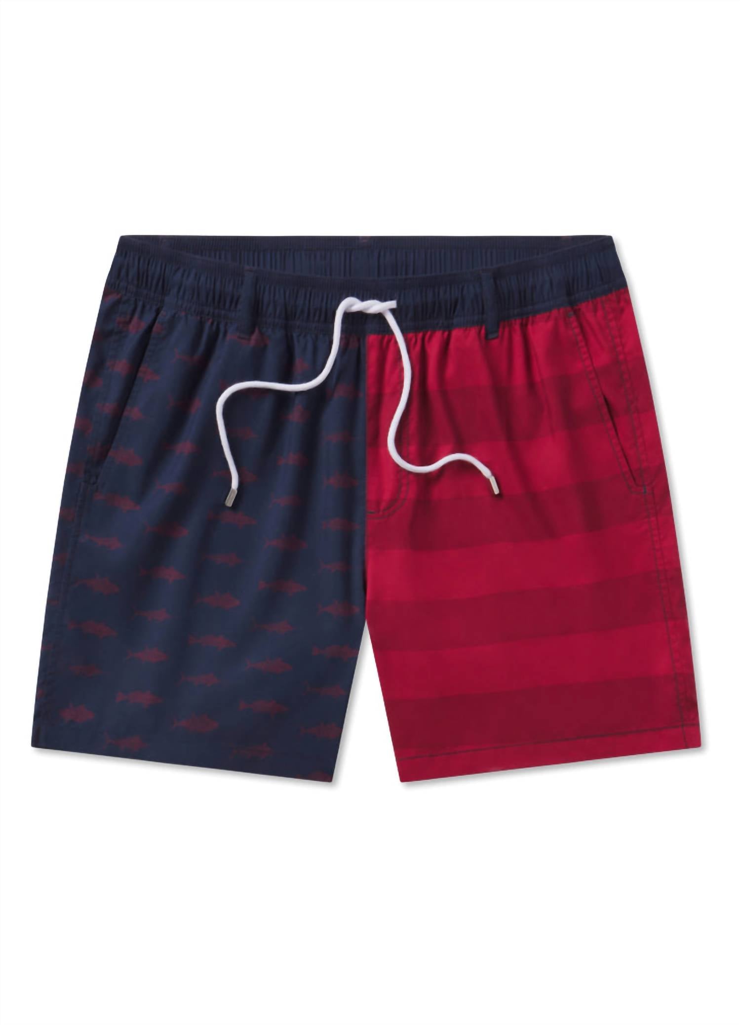 Southern Marsh Men's Freedom Fish Harbor Swim Trunks in navy red - men's swimwear