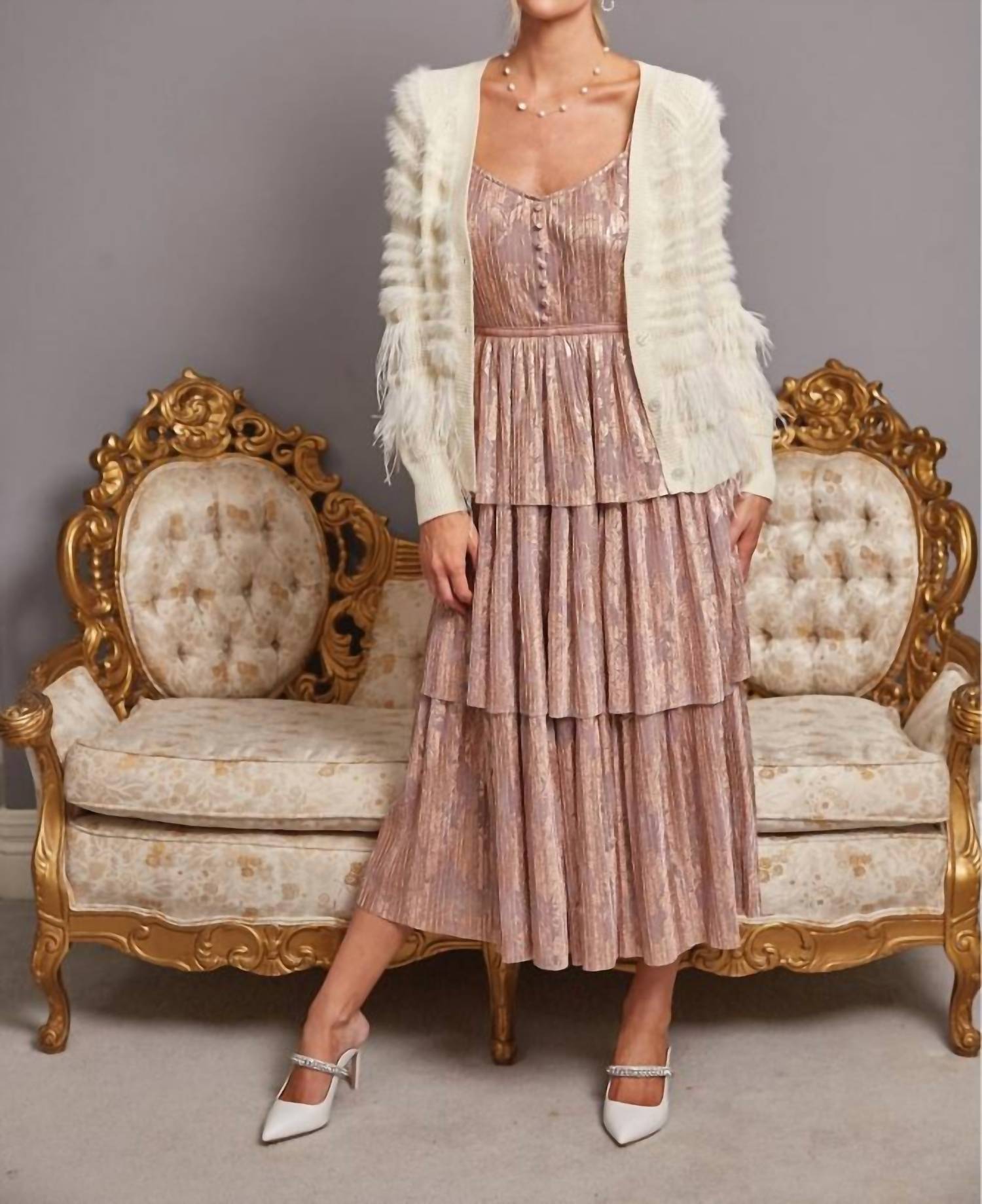 Fate - Feather Trim Wool Blend Cardigan