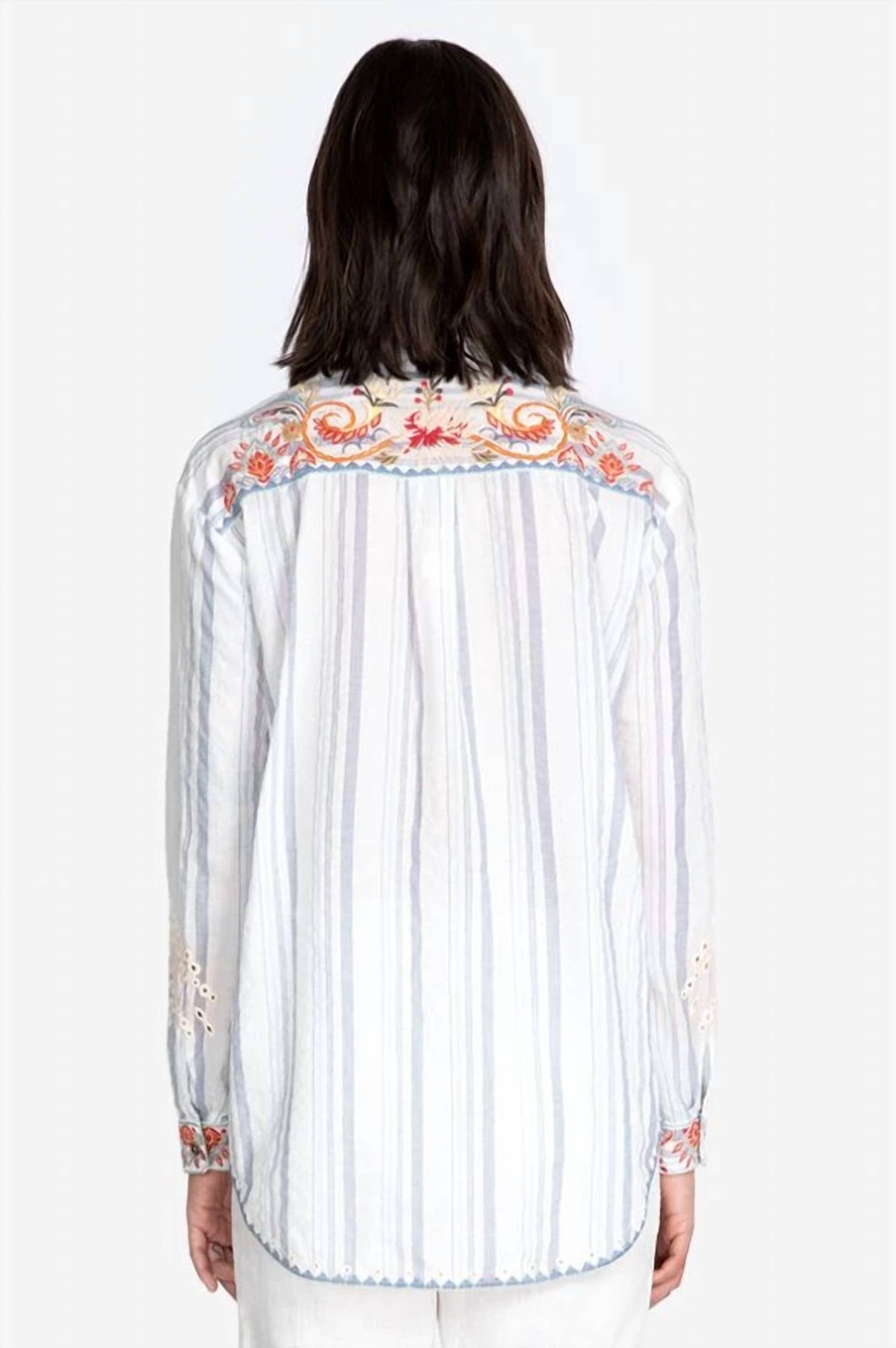 Johnny Was Tikal Oversized Shirt in white - women's shirt - view 4