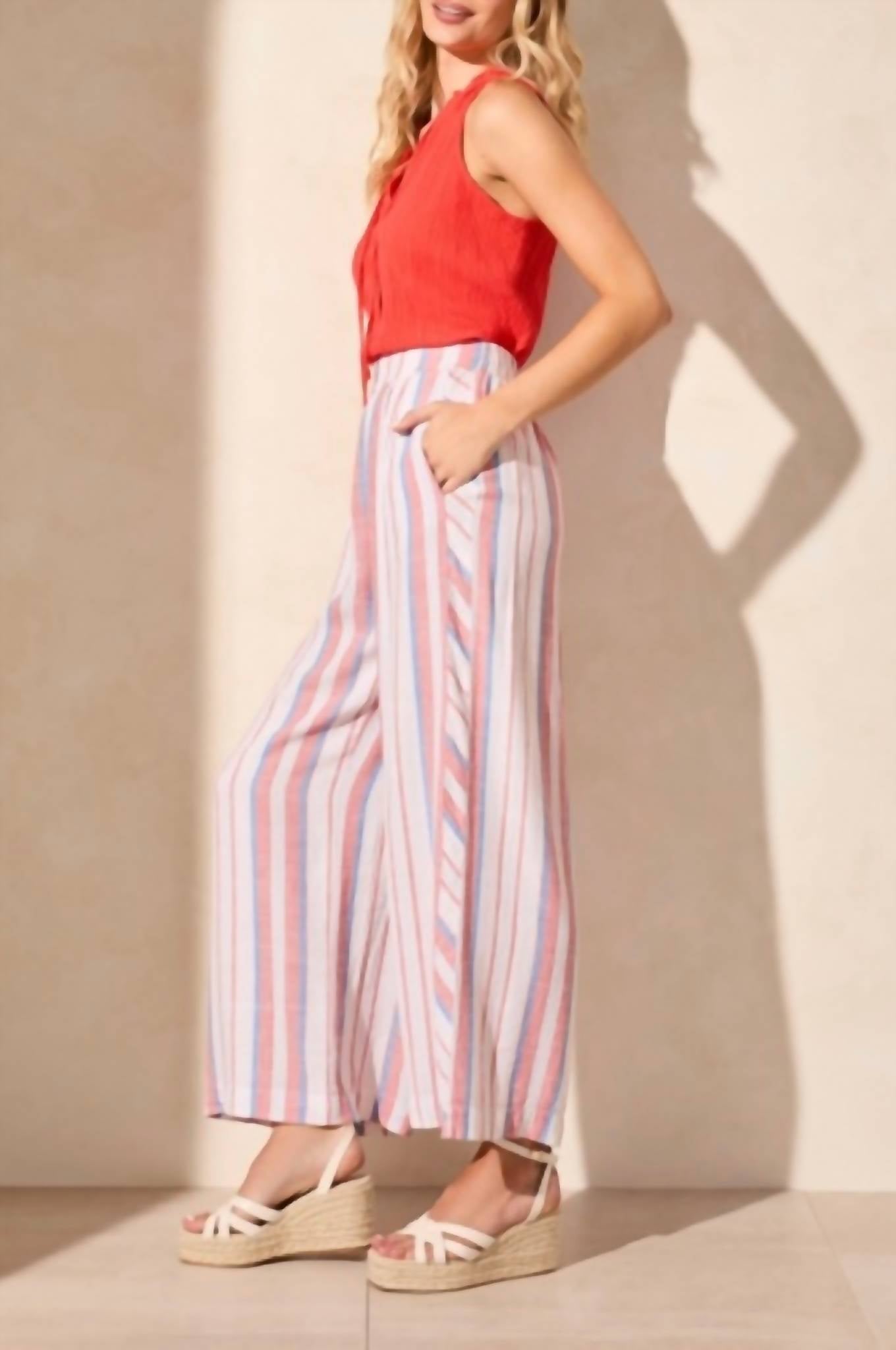 Tribal - Pull-on Flowy Wide Leg Pants With Pockets