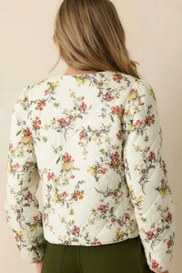 Entro - Romance In Bloom Floral Quilted Tie Front Jacket