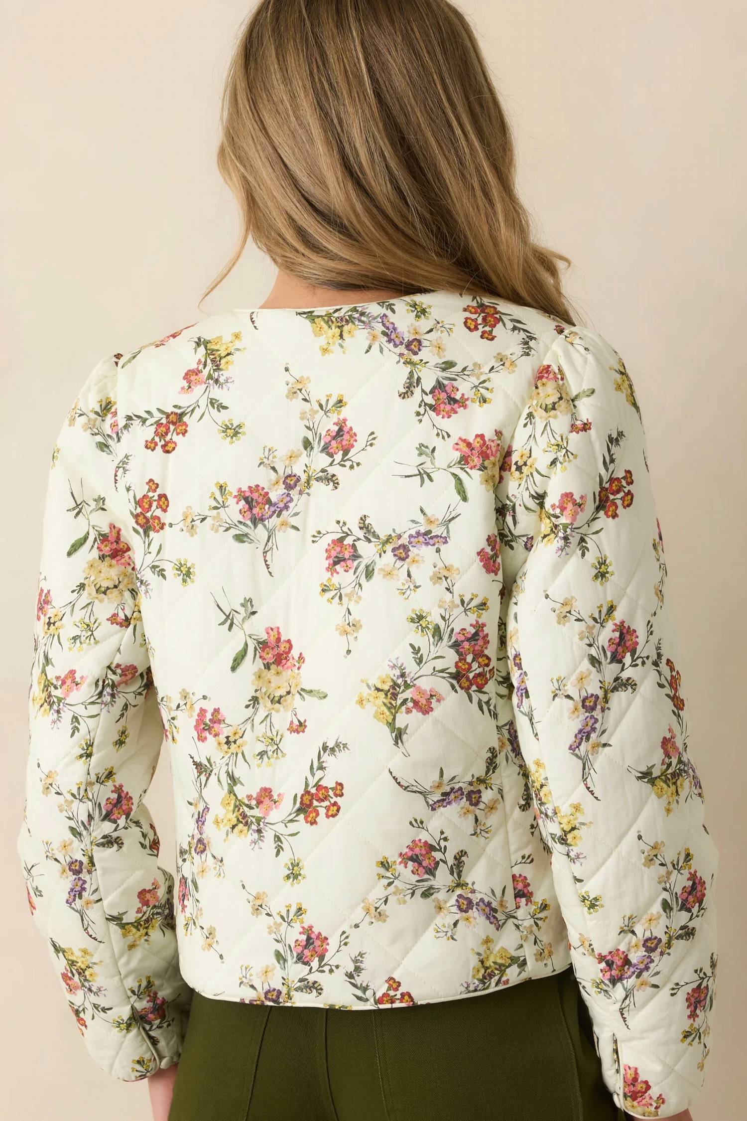 Entro - Romance In Bloom Floral Quilted Tie Front Jacket