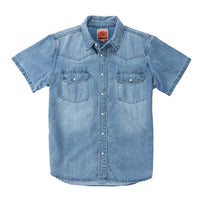 Sendero Provisions Co. Wyatt Pearl Snap Short Sleeve Shirt in vintage denim - men's t-shirt - view 4