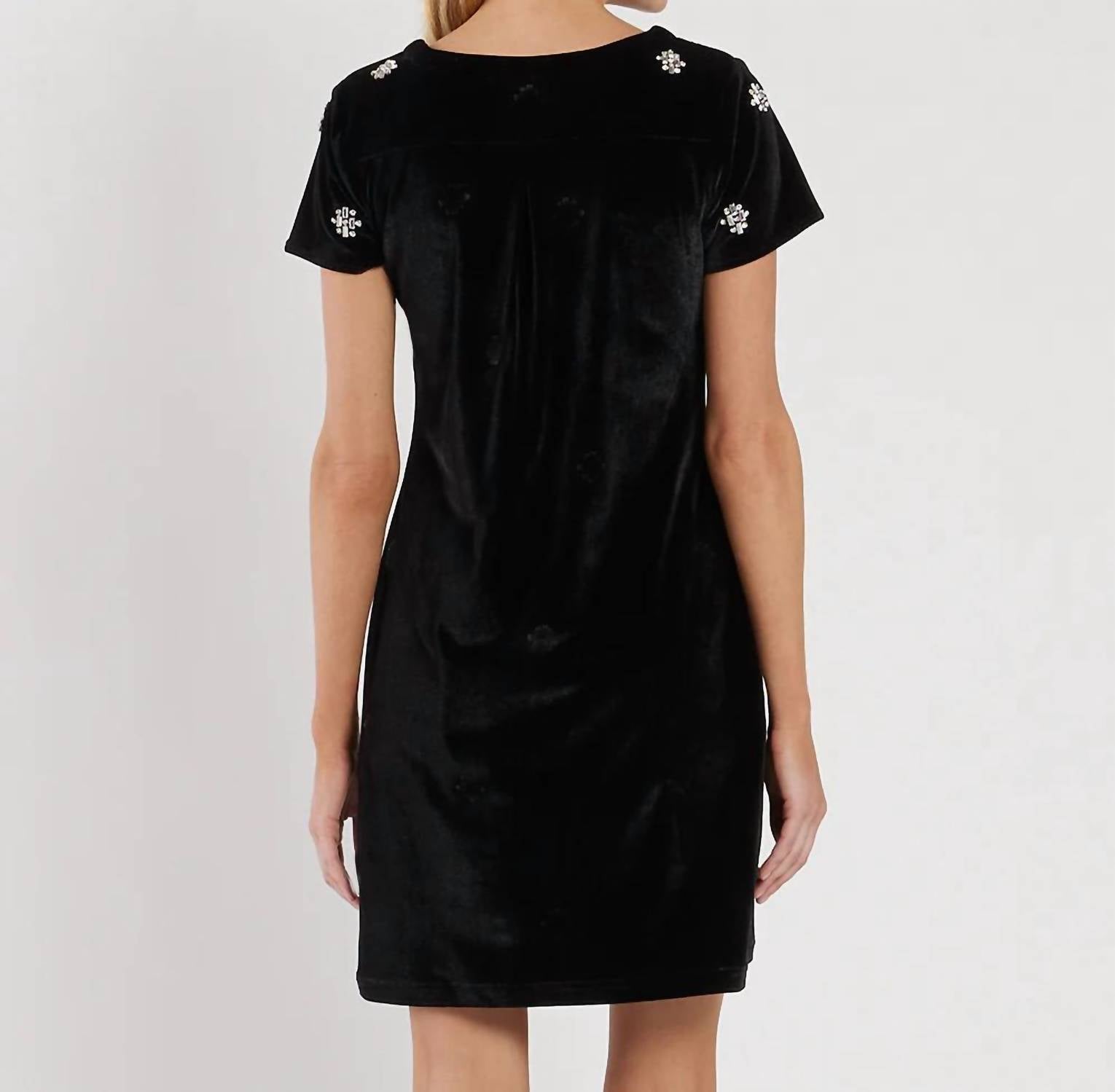 JUDE CONNALLY Ella Velvet Mini Dress in black sparkle - women's dress - alternate view