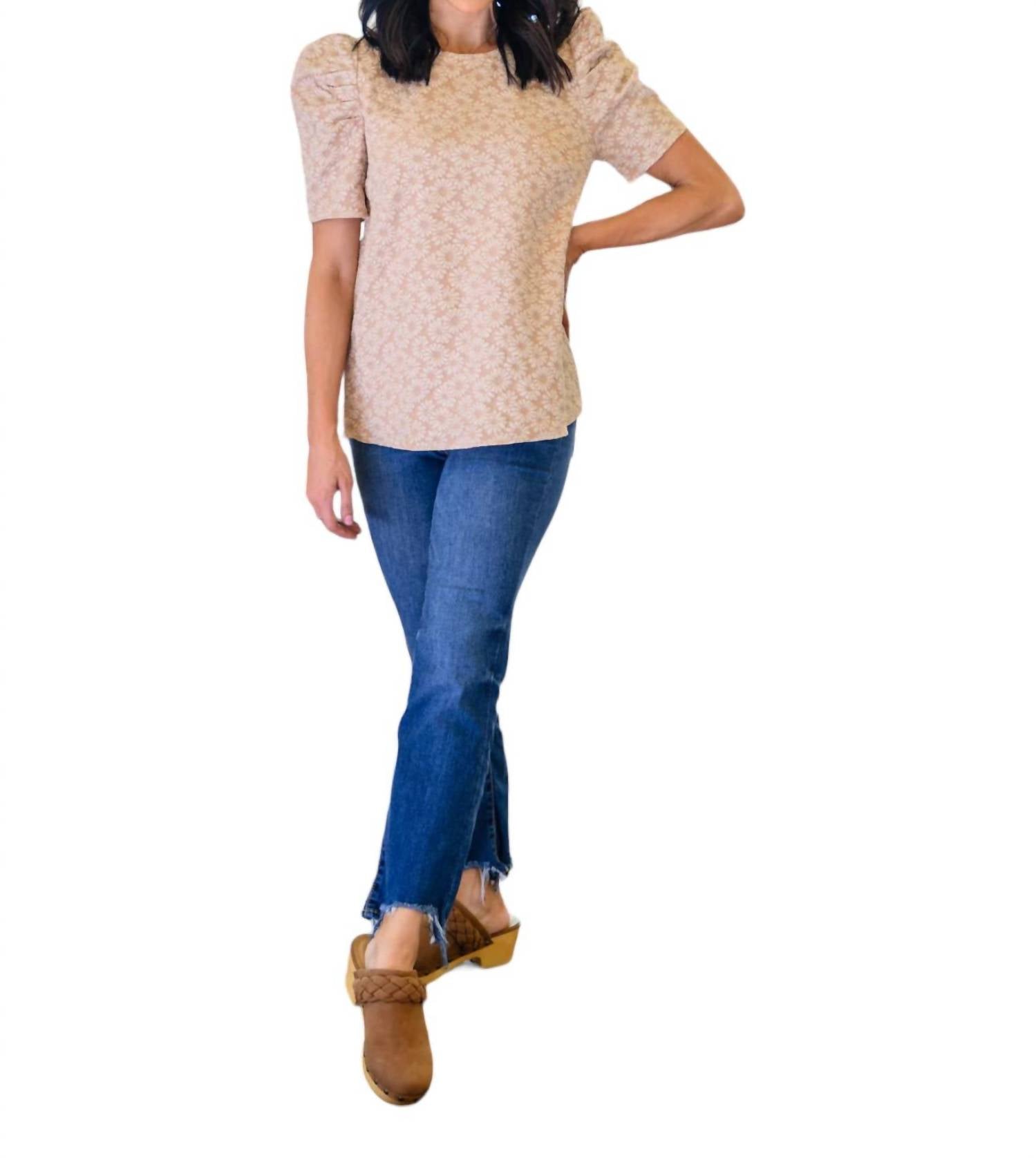 Mittoshop - Kelsi Jacquard Puff Sleeve Top