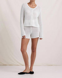 Peony - Pointelle Crewneck Cardigan