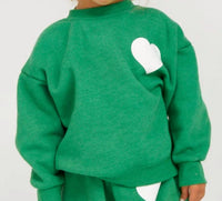 SPRWMN Kids Heart Sweatshirt in kelly green - kids' shirt - detail view
