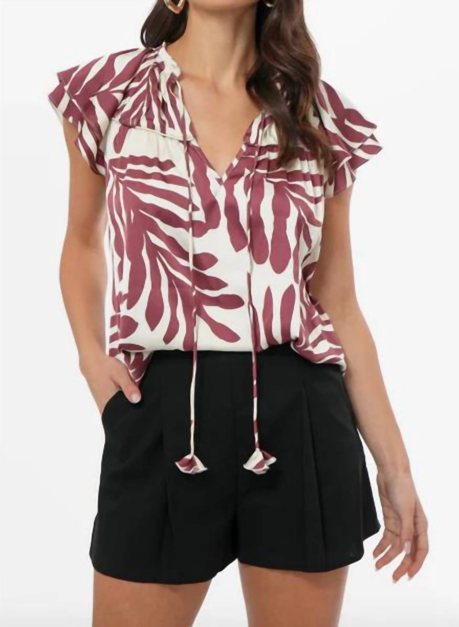 Greylin - Trixxie Flutter Sleeve Blouse