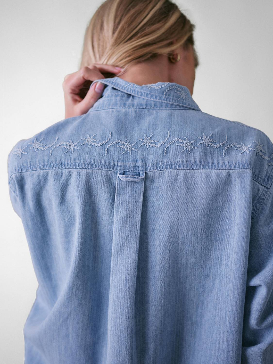 Cape Cove - Stella Embroidered Denim Blouse