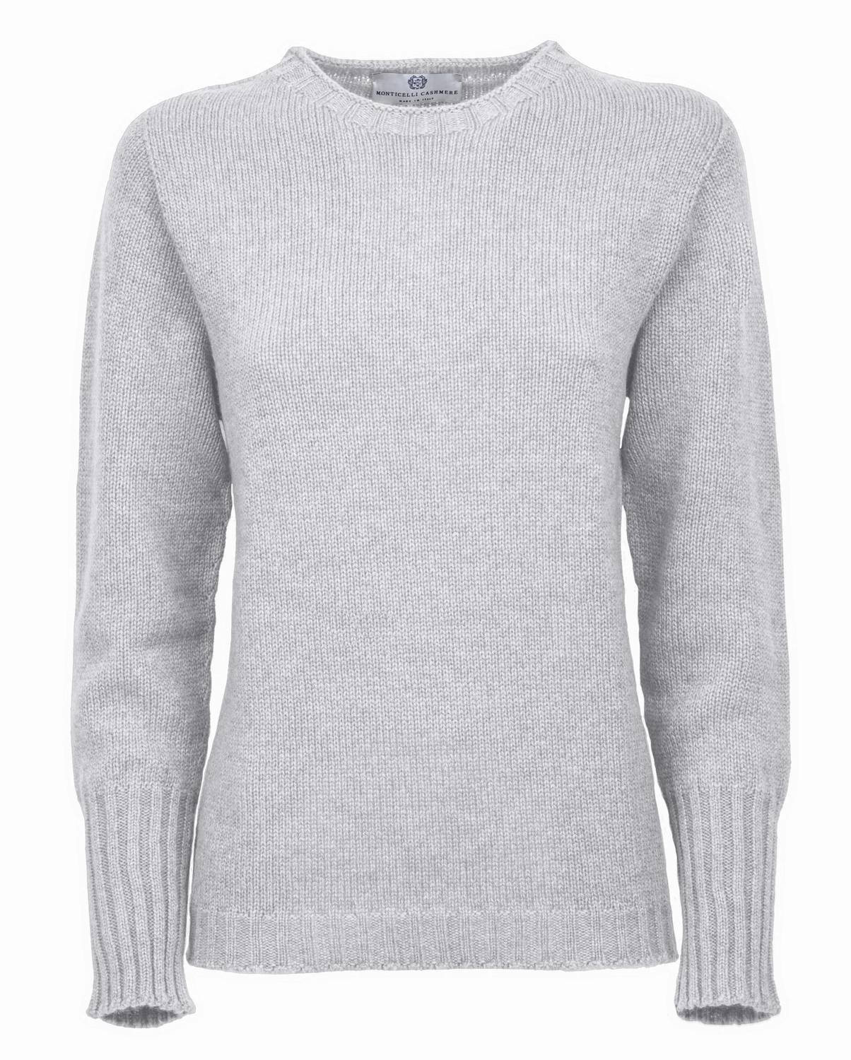 Monticelli Cashmere - Women's Pure Cashmere Ribbed-trim Crewneck Sweater