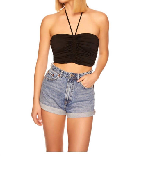 Gathered Front Halter Crop Top