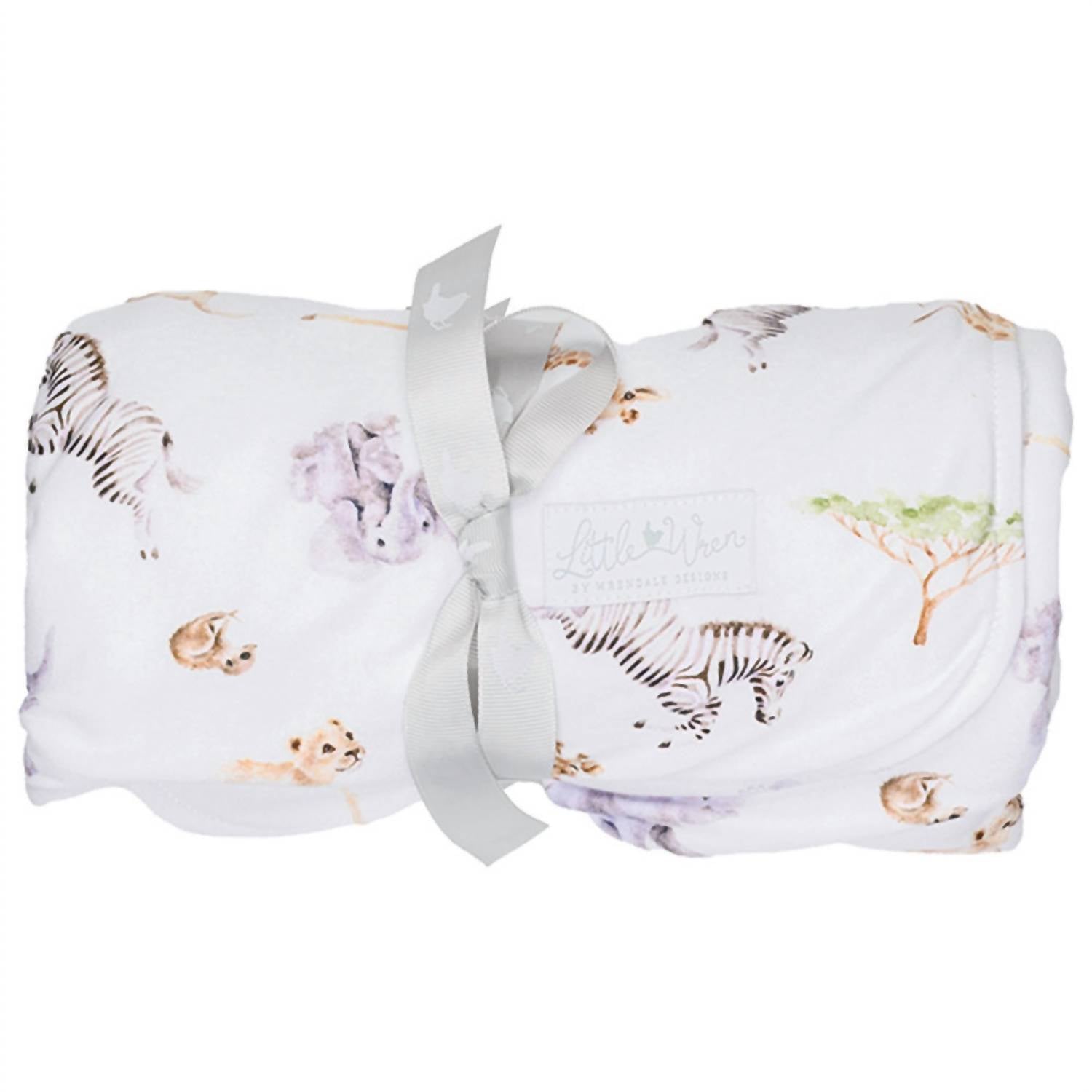 Wrendale Designs Inc. Little Savannah African Animal Baby Blanket in white - item - detail view